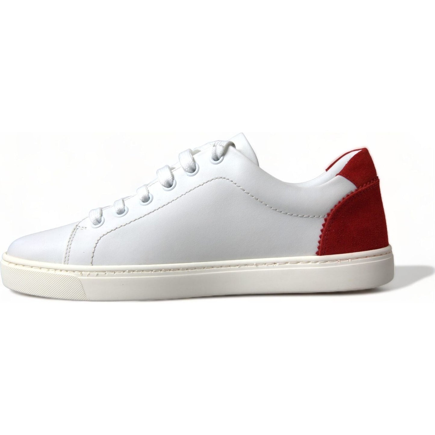 Dolce & Gabbana Chic White Leather Sneakers with Red Accents Dolce & Gabbana