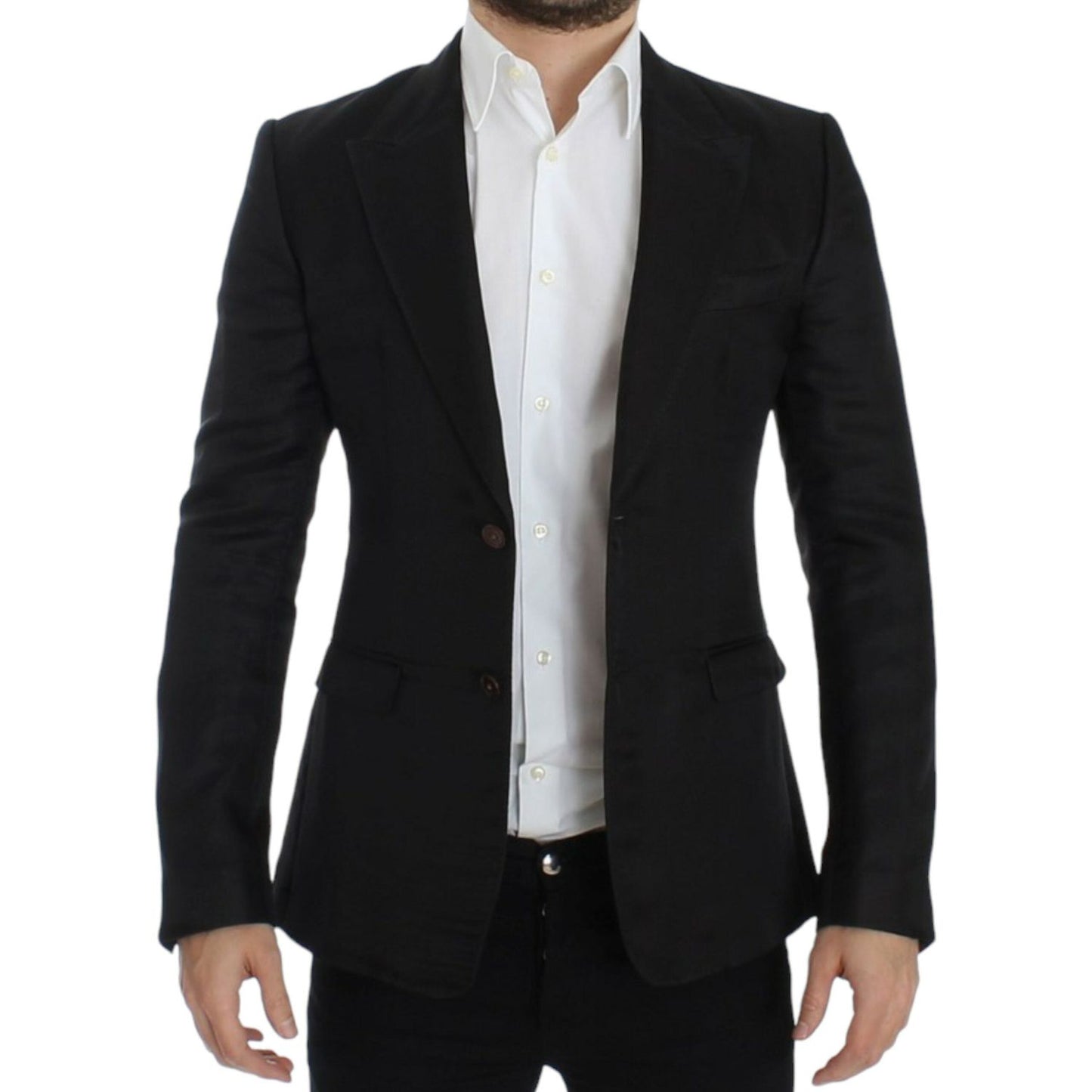 Dolce & Gabbana Elegant Black Silk Blend Two-Button Blazer Dolce & Gabbana