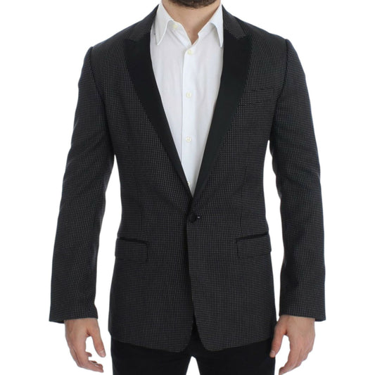 Dolce & Gabbana Elegant Black Polka Dotted Slim Fit Blazer Dolce & Gabbana