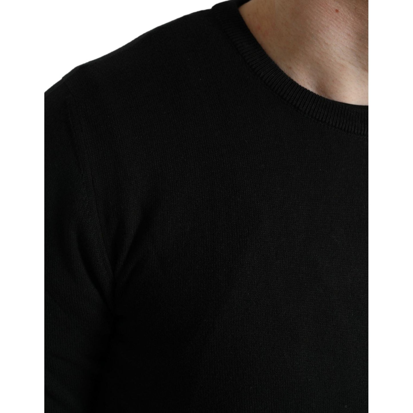 Dolce & Gabbana Elegant Black Cotton Crewneck Pullover Sweater Dolce & Gabbana