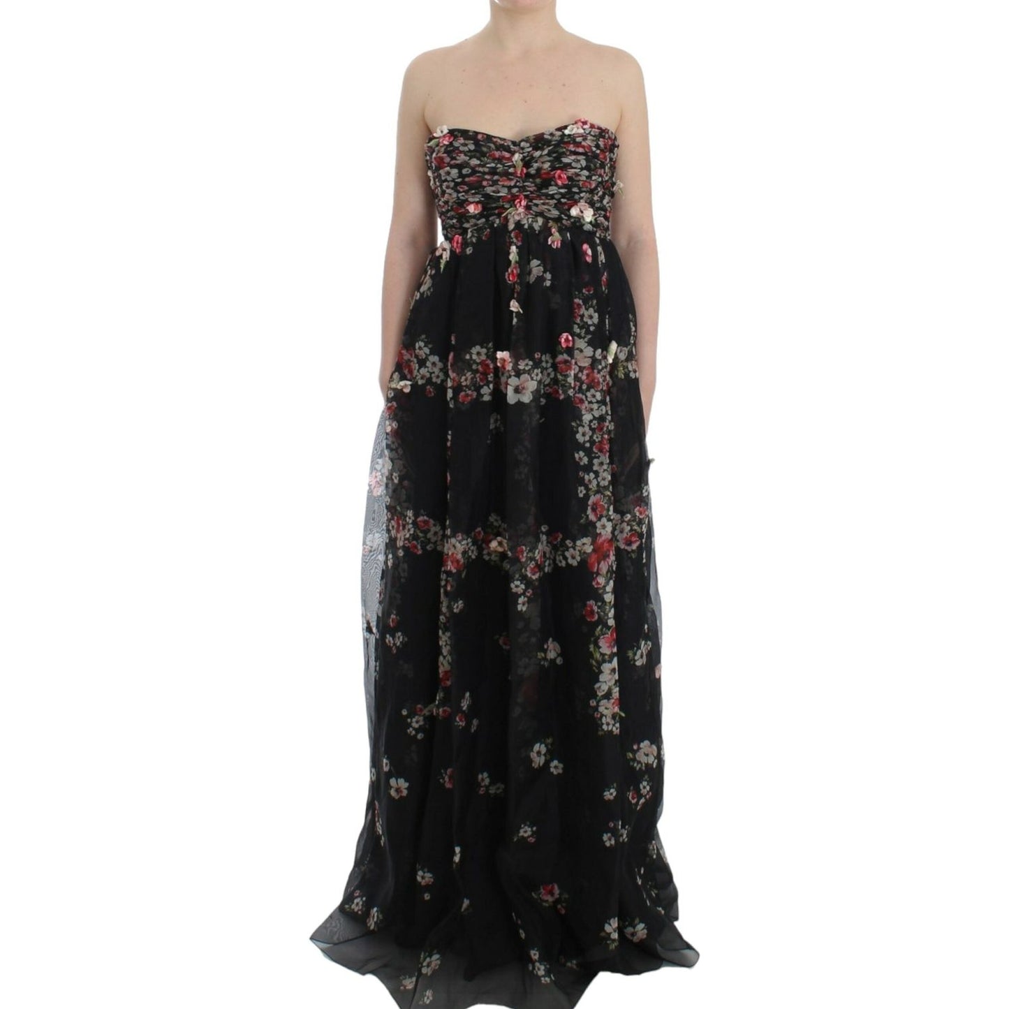 Dolce & Gabbana Elegant Strapless Silk Maxi Dress Dolce & Gabbana