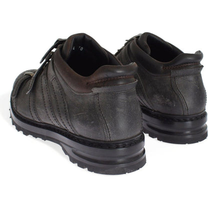 Dolce & Gabbana Gray Leather Ankle Strap Shoes Boots Dolce & Gabbana