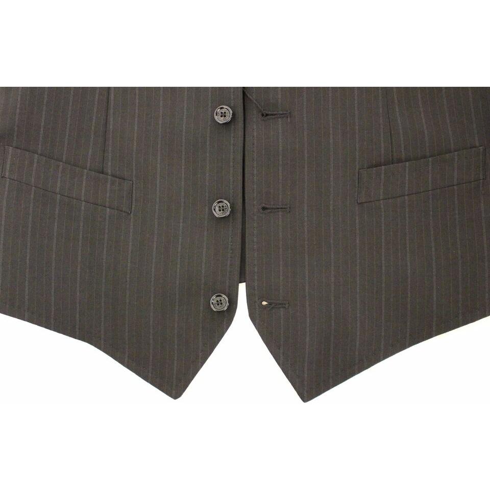 优雅条纹羊毛连衣裙背心