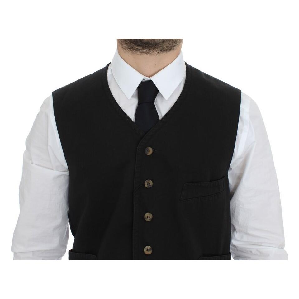 Dolce & Gabbana Black Cotton Blend Dress Vest Gilet