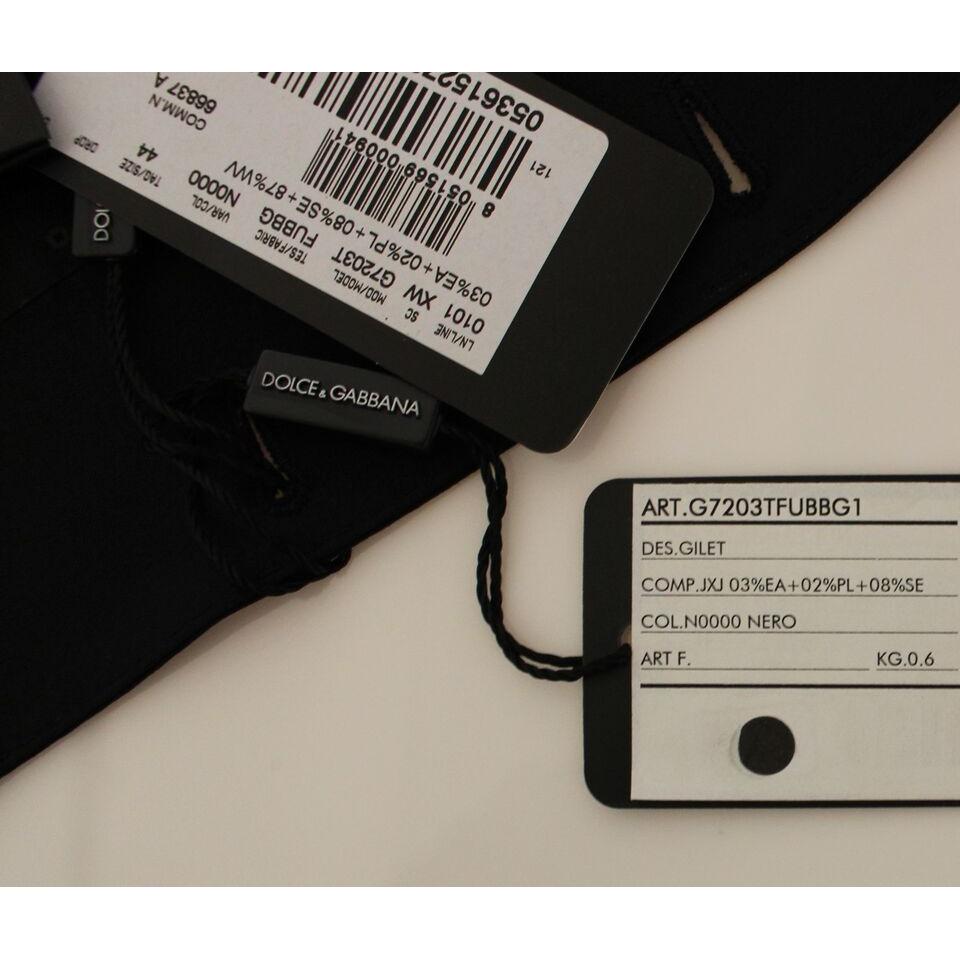 优雅丝羊毛黑色礼服背心