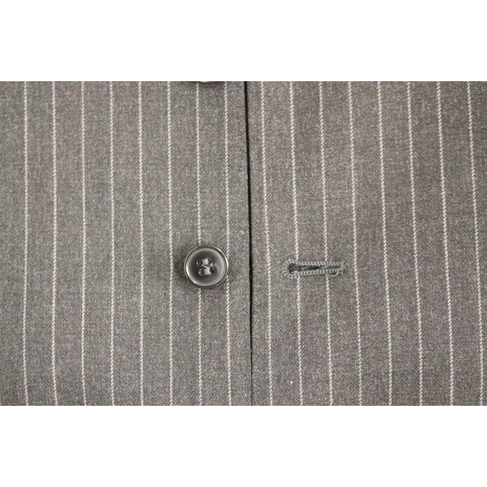 优雅灰色条纹羊毛连衣裙背心