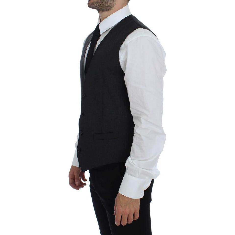 Dolce & Gabbana Elegant Gray Wool Formal Dress Vest Dolce & Gabbana