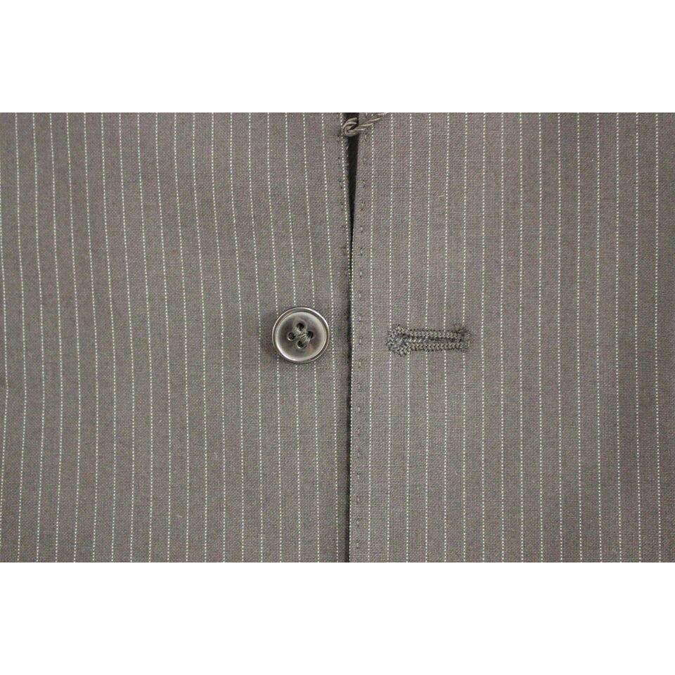 Dolce & Gabbana Black Striped Wool Single Breasted Vest