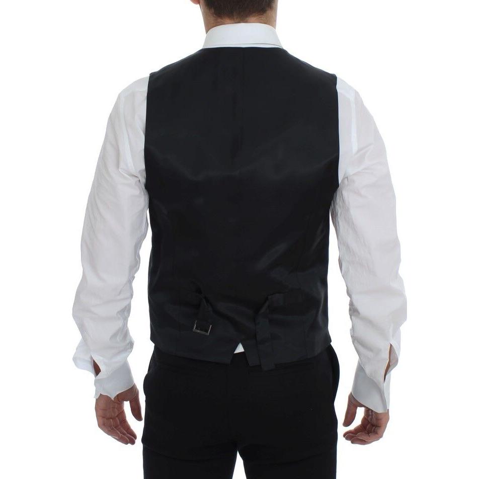 优雅灰色条纹羊毛连衣裙背心