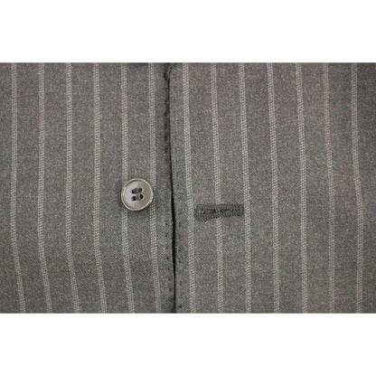 Dolce & Gabbana Gray Striped Wool Logo Vest Gilet Weste
