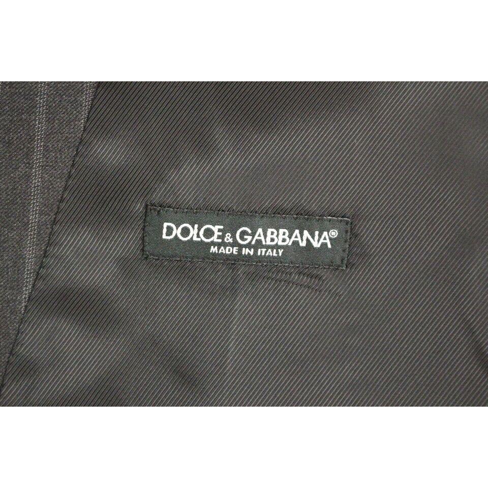Dolce & Gabbana Gray Striped Wool Logo Vest Gilet Weste