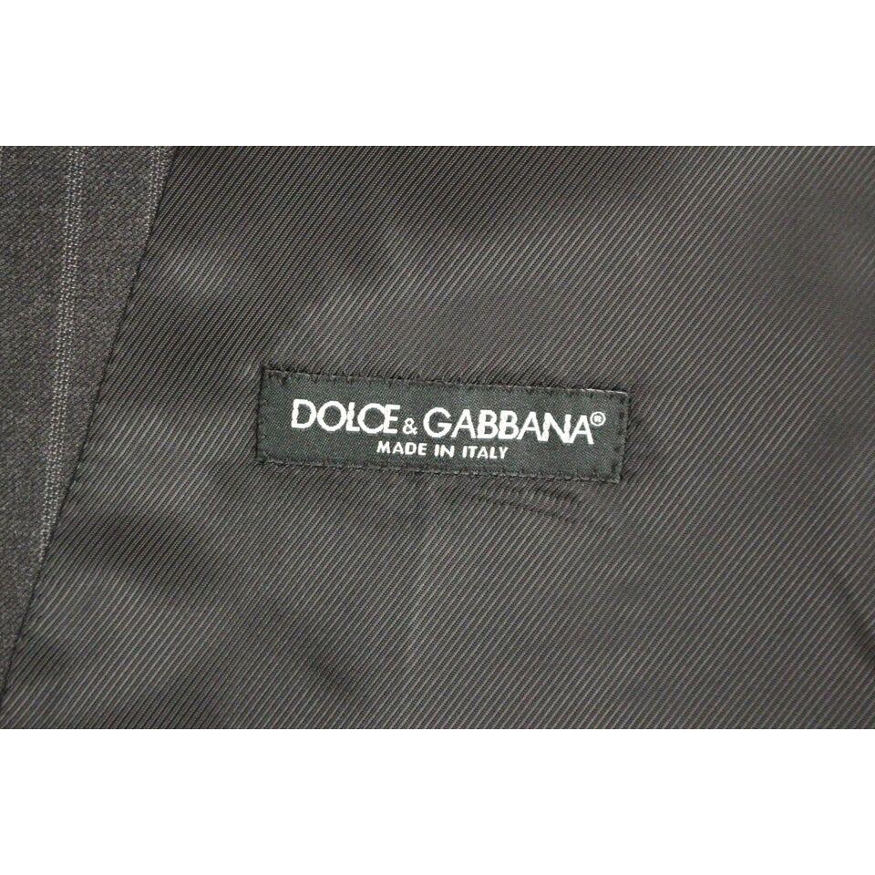 Dolce & Gabbana Elegant Gray Striped Wool Dress Vest Dolce & Gabbana