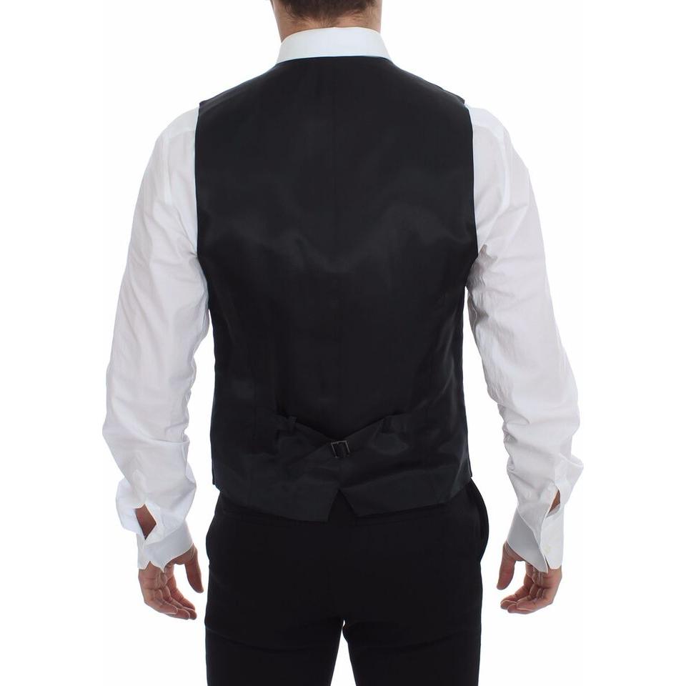 优雅灰色条纹羊毛连衣裙背心