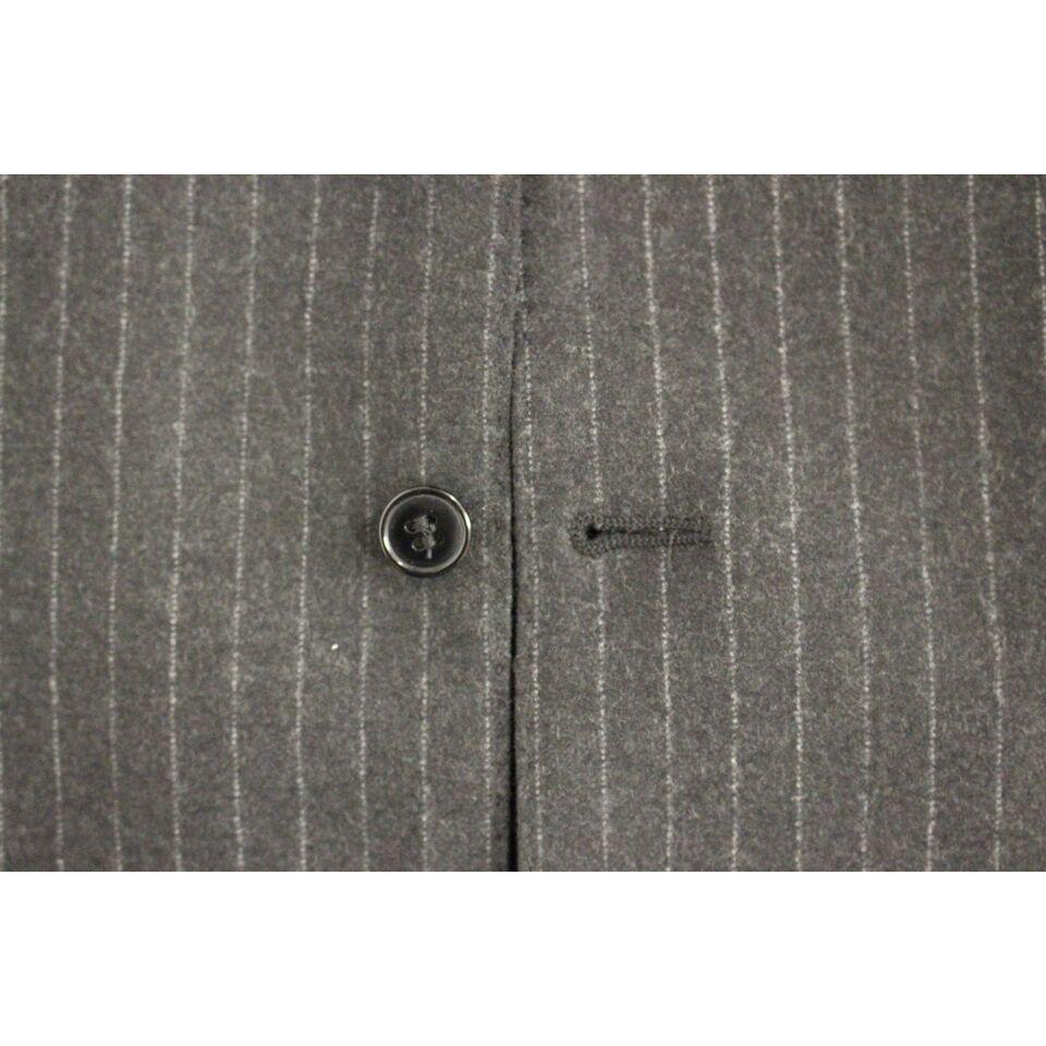 优雅灰色条纹羊毛连衣裙背心