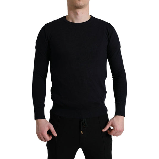 Dolce & Gabbana Elegant Blue Cotton Pullover Sweater Dolce & Gabbana