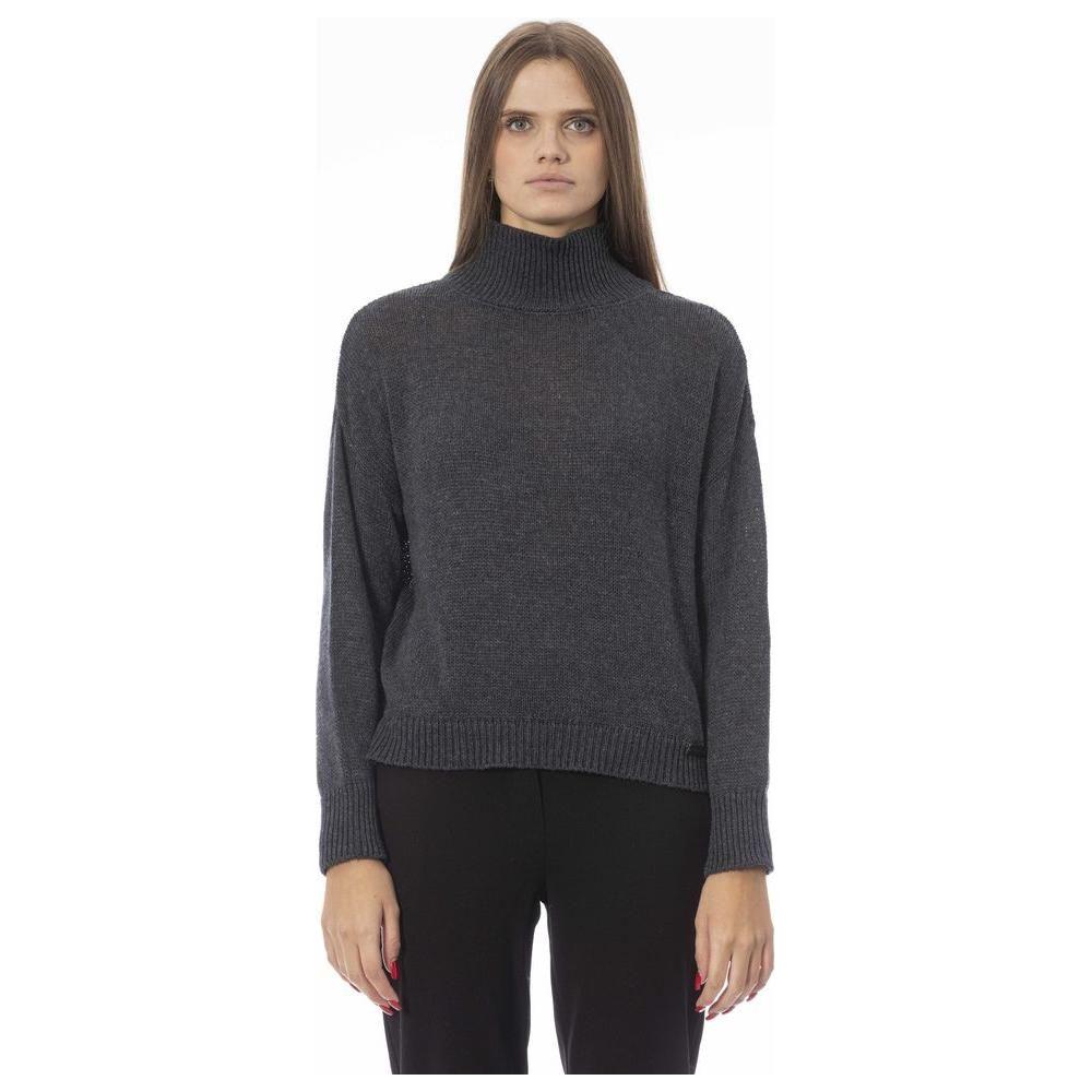 Baldinini Trend Gray Wool Women Sweater Baldinini Trend Dark Slate Gray