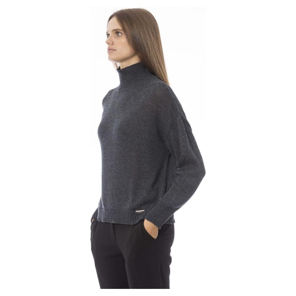 Baldinini Trend Gray Wool Women Sweater Baldinini Trend Dark Slate Gray