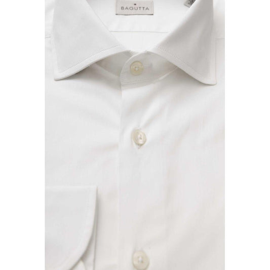 Bagutta White Cotton Men's Slim Shirt Bagutta