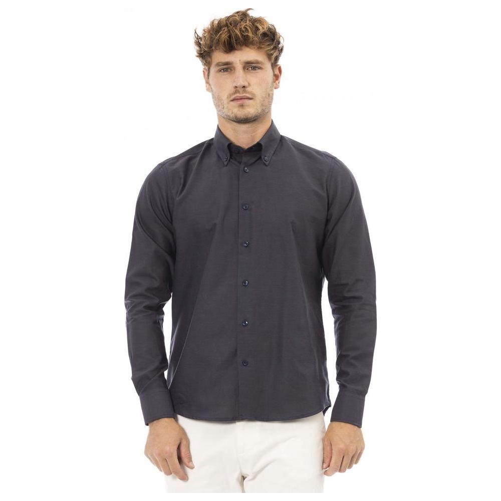 Baldinini Trend Gray Cotton Men Shirt Baldinini Trend