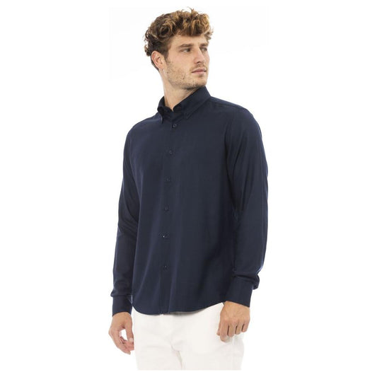 Baldinini Trend Blue Cotton Men Shirt Baldinini Trend