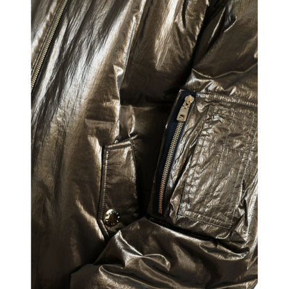 Dolce & Gabbana Bronze Nylon Full Zip Men Bomber Jacket