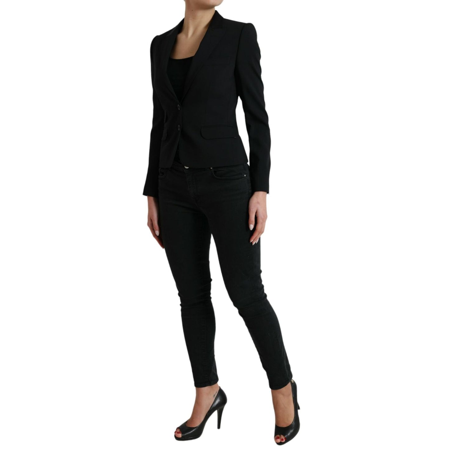 Dolce & Gabbana Black Wool Single Breasted Blazer Coat Jacket