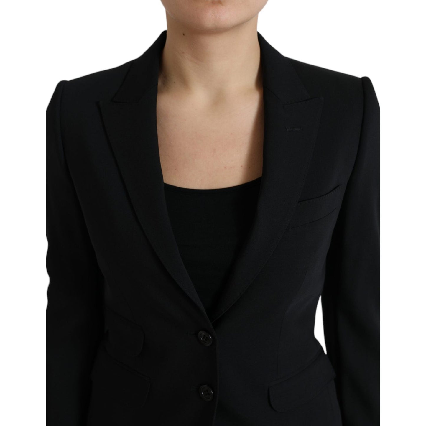Dolce & Gabbana Black Wool Single Breasted Blazer Coat Jacket