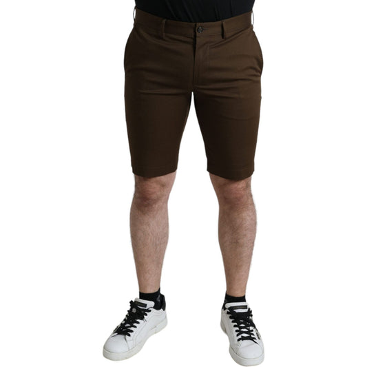 Dolce & Gabbana Brown Cotton Stretch Men Bermuda Shorts Dolce & Gabbana