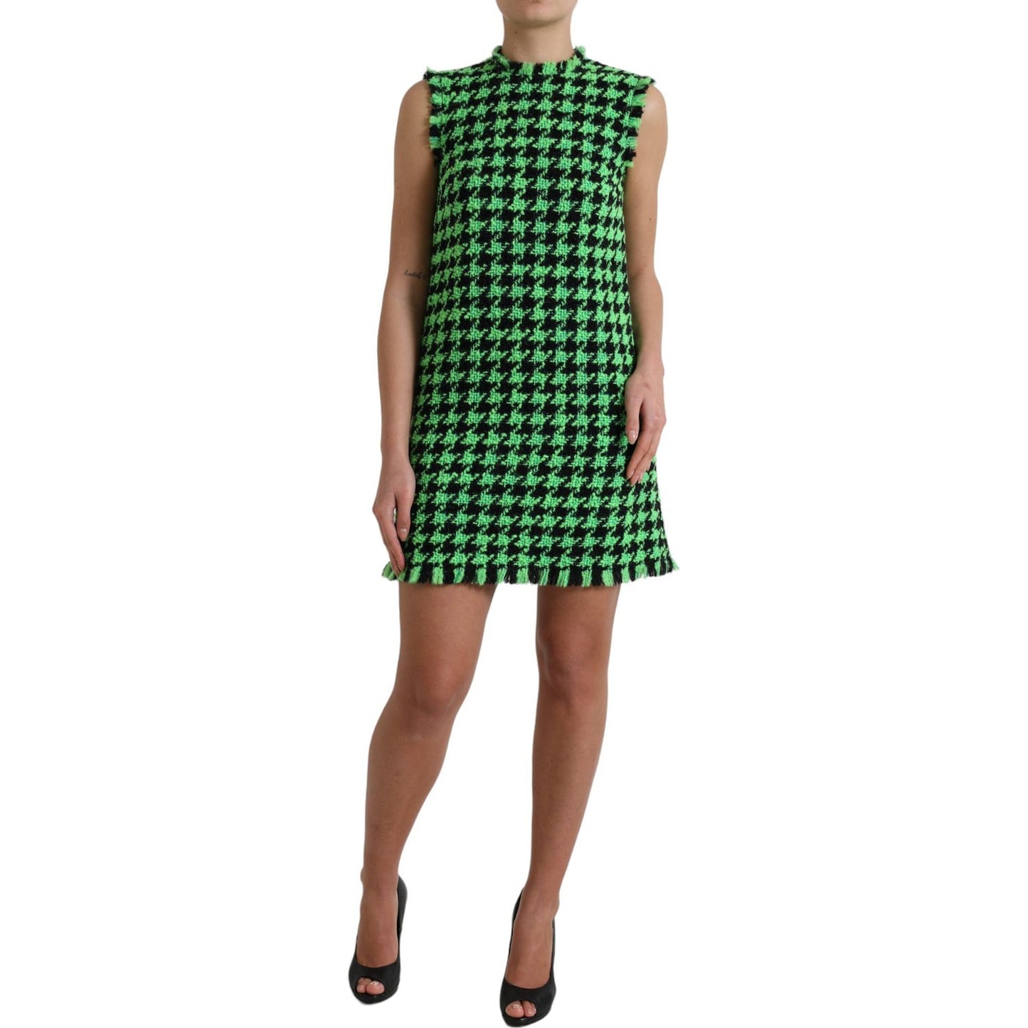 Dolce & Gabbana Elegant Houndstooth Knitted Mini Dress Dolce & Gabbana