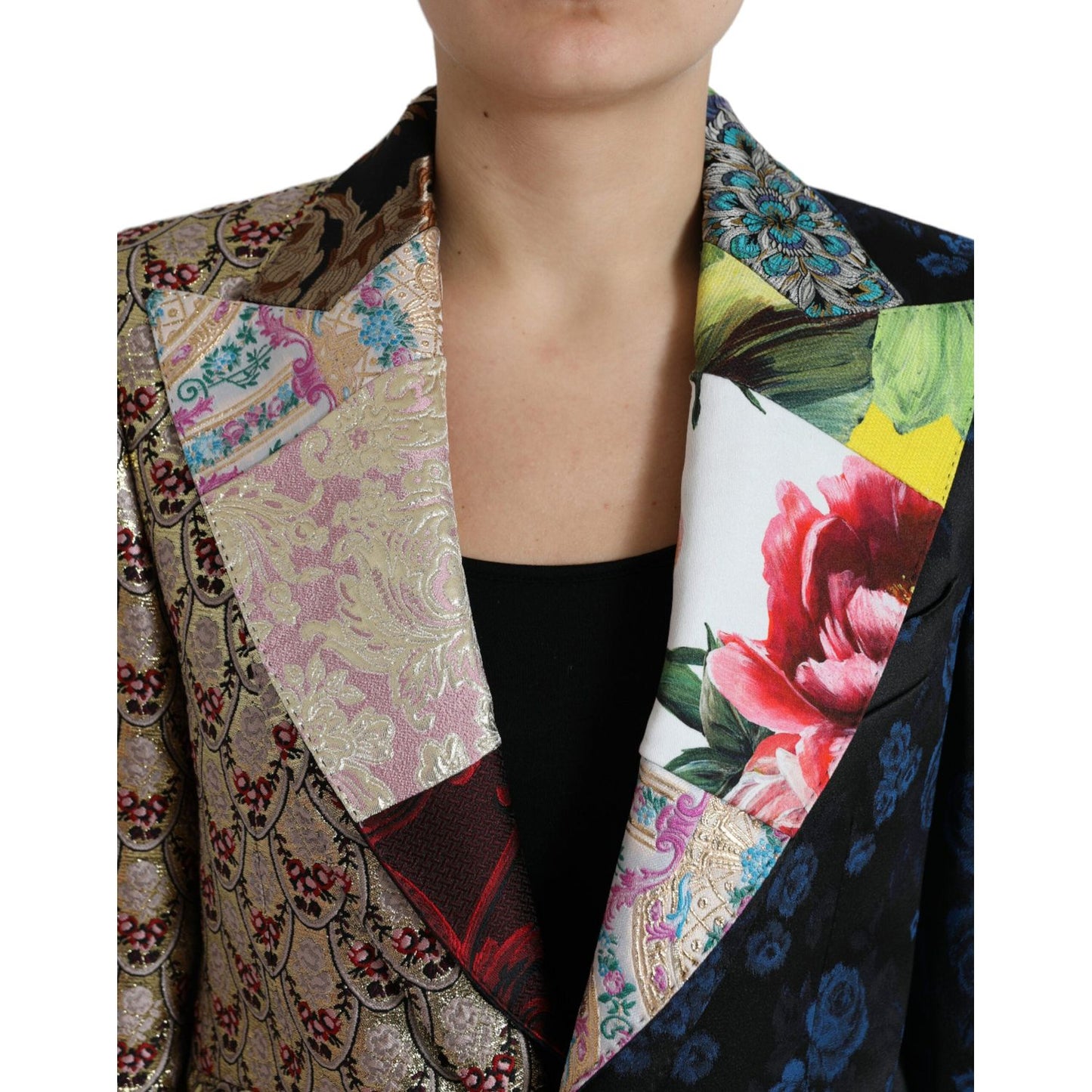 Dolce & Gabbana Multicolor Floral Patchwork Jacquard Jacket