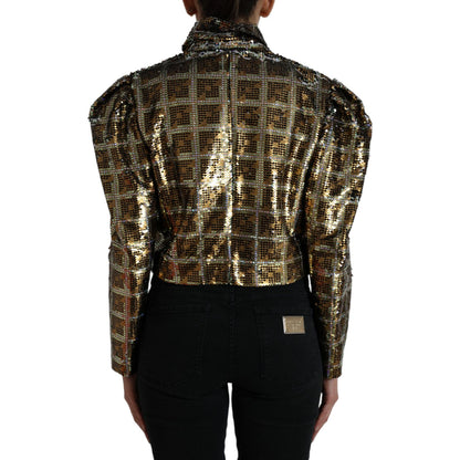 Dolce & Gabbana Multicolor Polyester Sequined Cropped Jacket Dolce & Gabbana