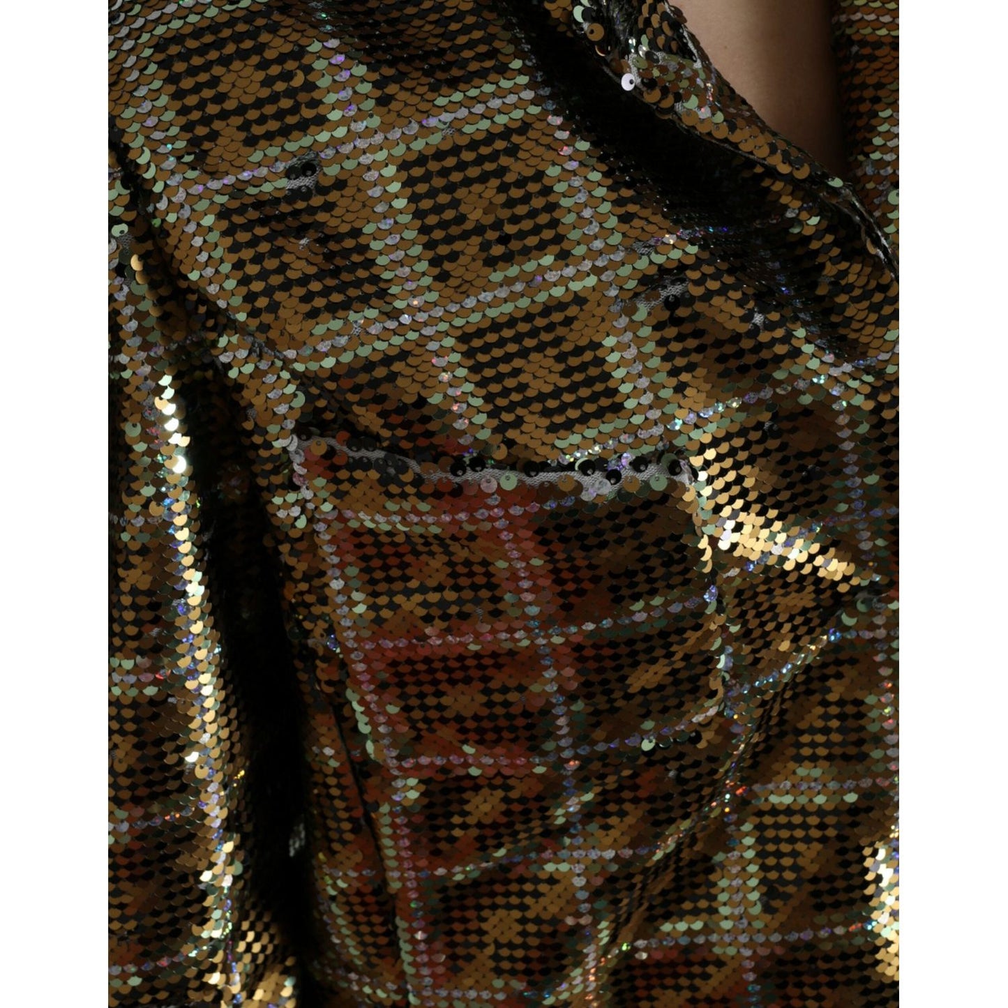 Dolce & Gabbana Multicolor Polyester Sequined Cropped Jacket Dolce & Gabbana