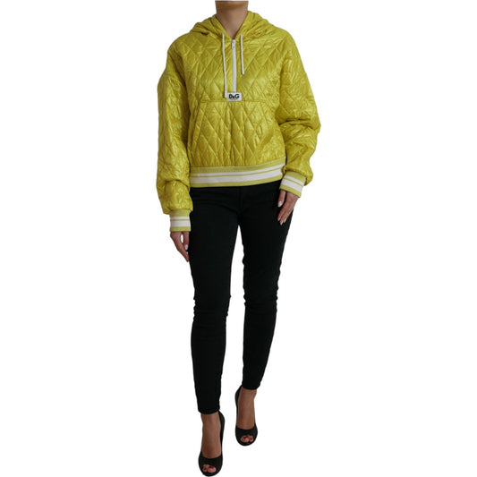 Dolce & Gabbana Yellow Nylon Quilted Hooded Pullover Jacket Dolce & Gabbana