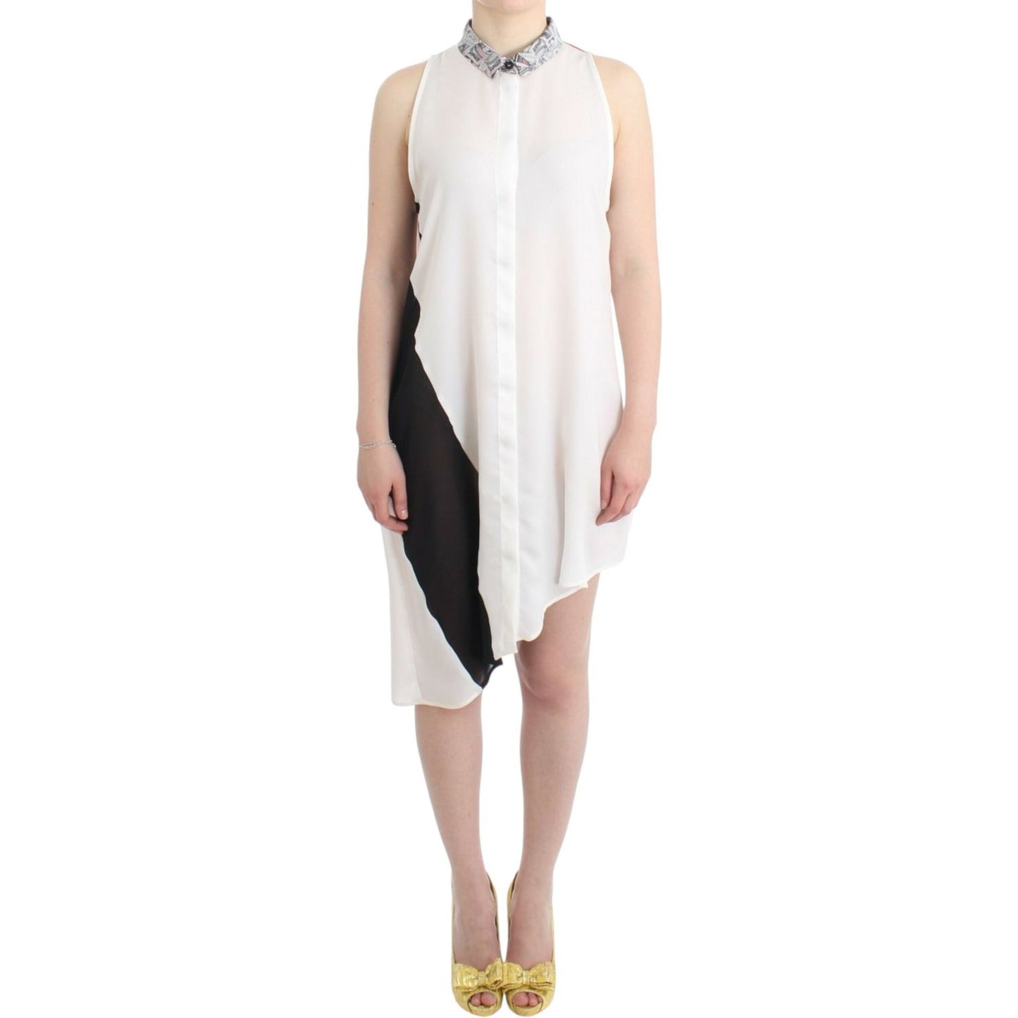 Costume National Asymmetric Hem Button-Up Shirt Dress Costume National