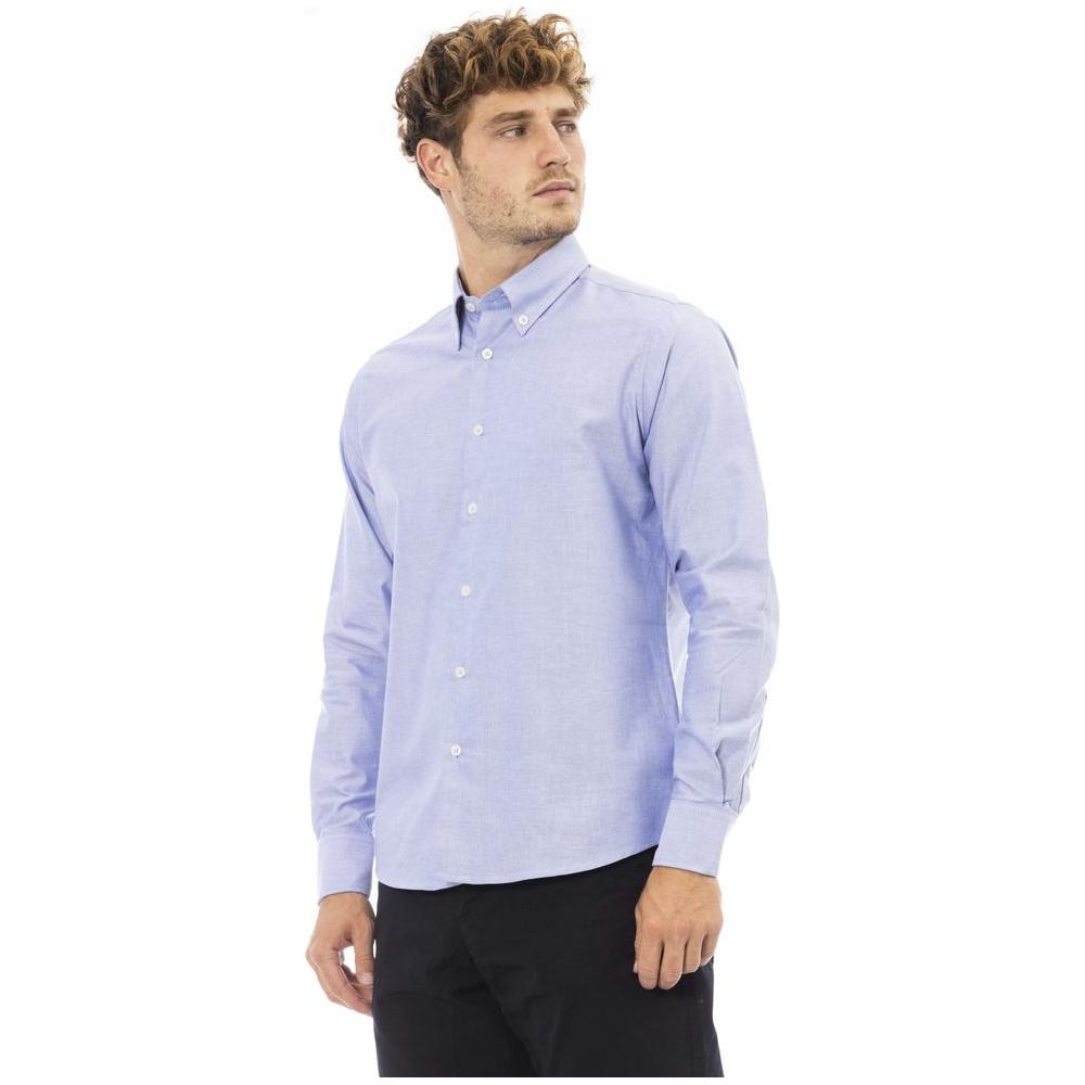 Baldinini Trend Blue Cotton Men Shirt Baldinini Trend