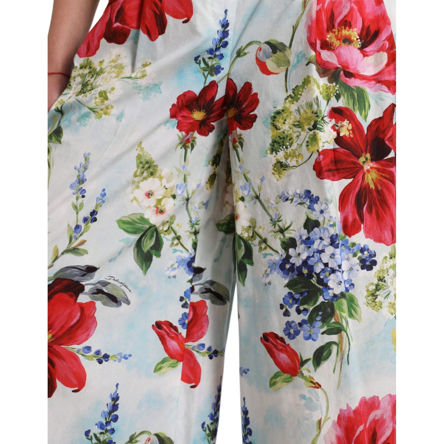 Dolce & Gabbana Multicolor Floral High Waist Wide Leg Pants
