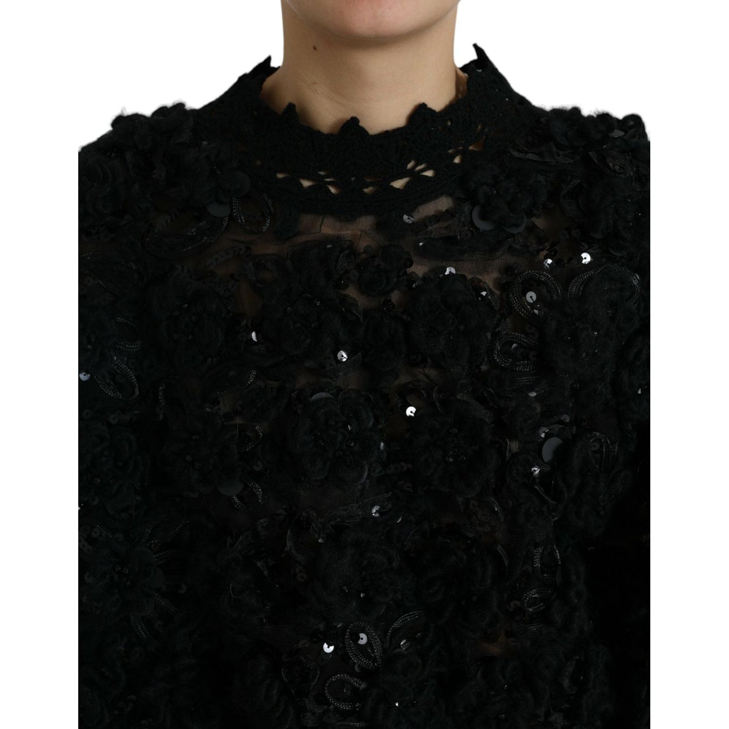 Dolce & Gabbana Sequin Embellished Black Pullover Dolce & Gabbana