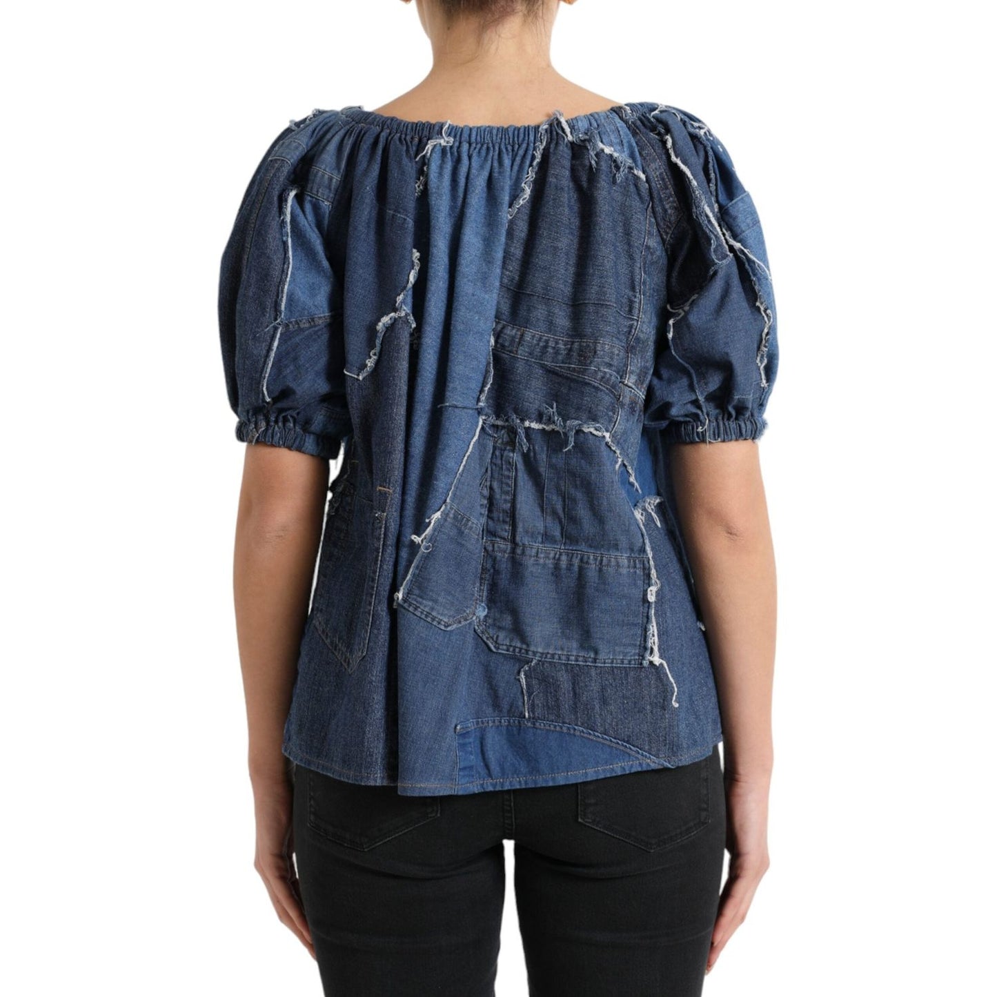 Dolce & Gabbana Elegant Cotton Denim Blouse Top Dolce & Gabbana