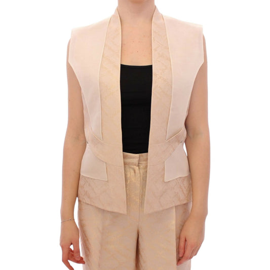Zeyneptosun Beige brocade sleeveless jacket vest Coats & Jackets