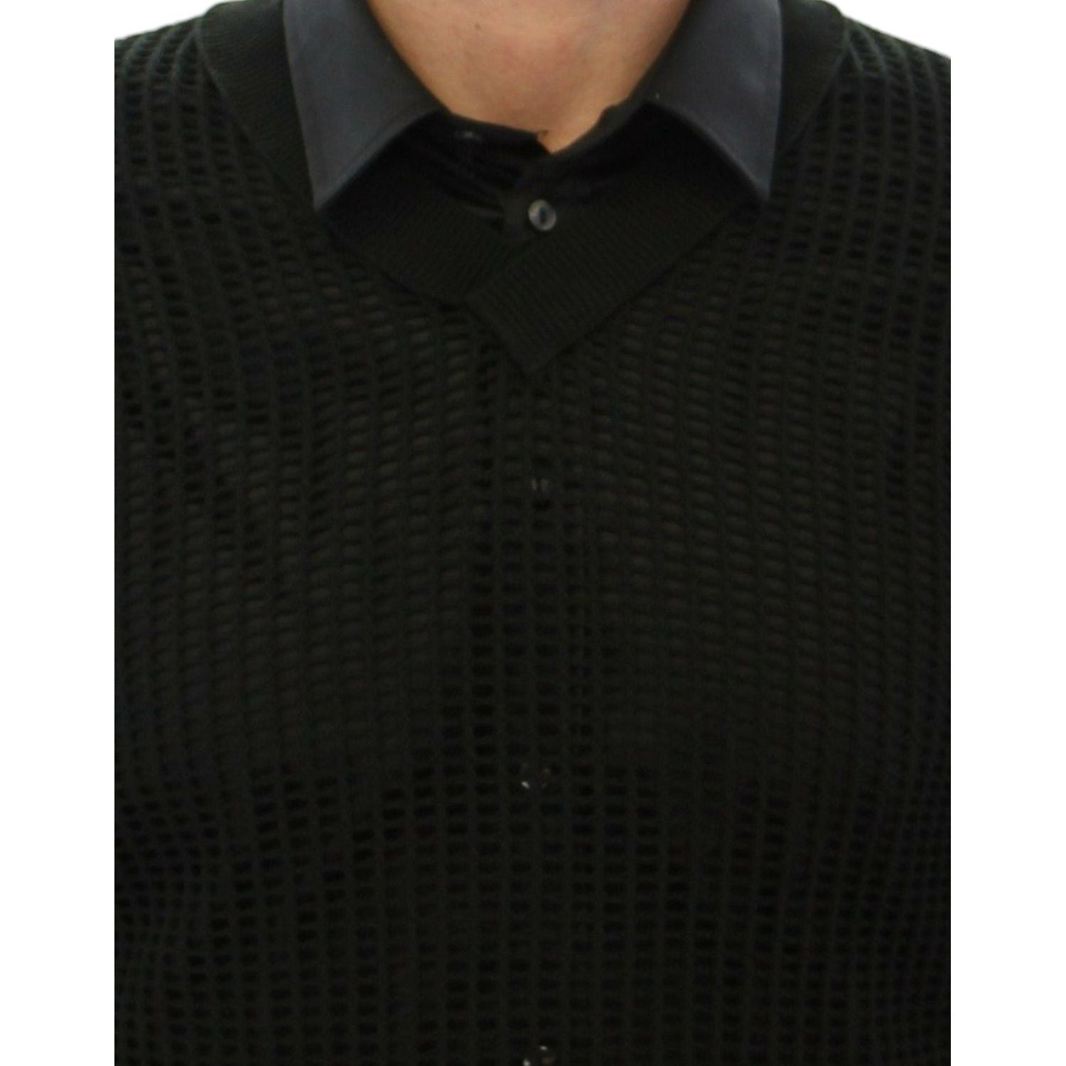 优雅V领深绿色针织毛衣