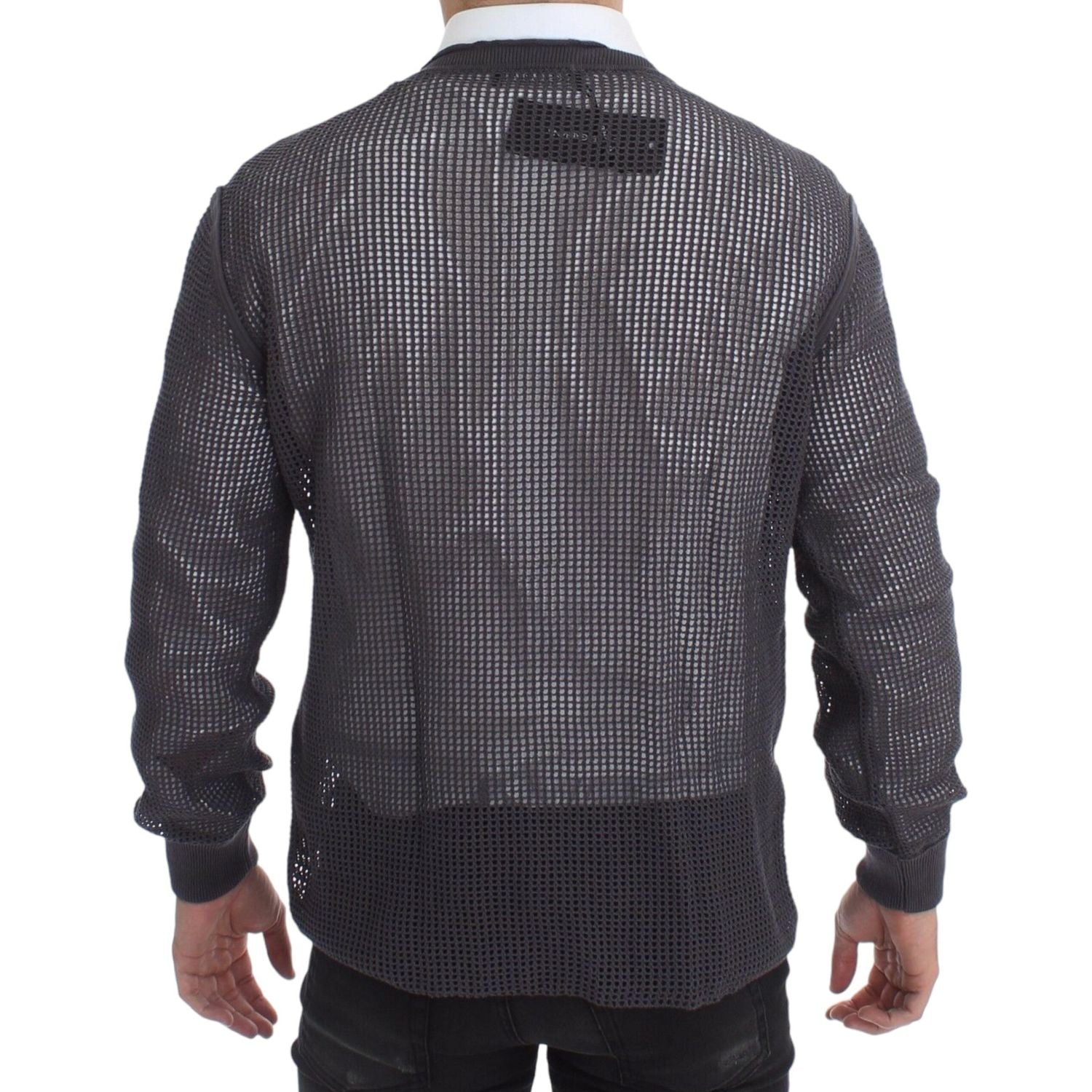 优雅圆领网眼毛衣（浅紫色）