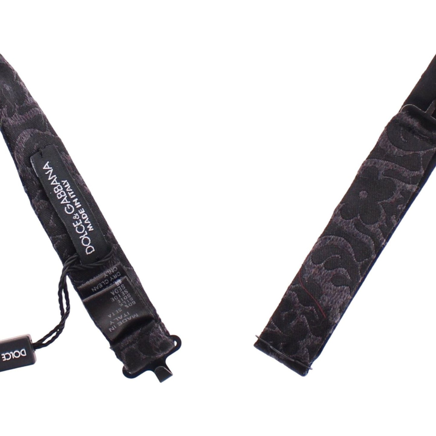 Dolce & Gabbana Gray Black Wool Bow Tie