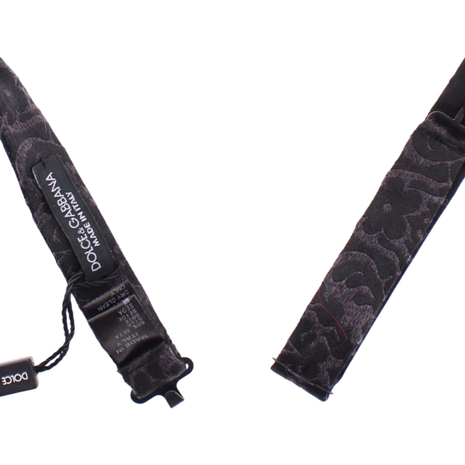 Dolce & Gabbana Gray Black Wool Bow Tie