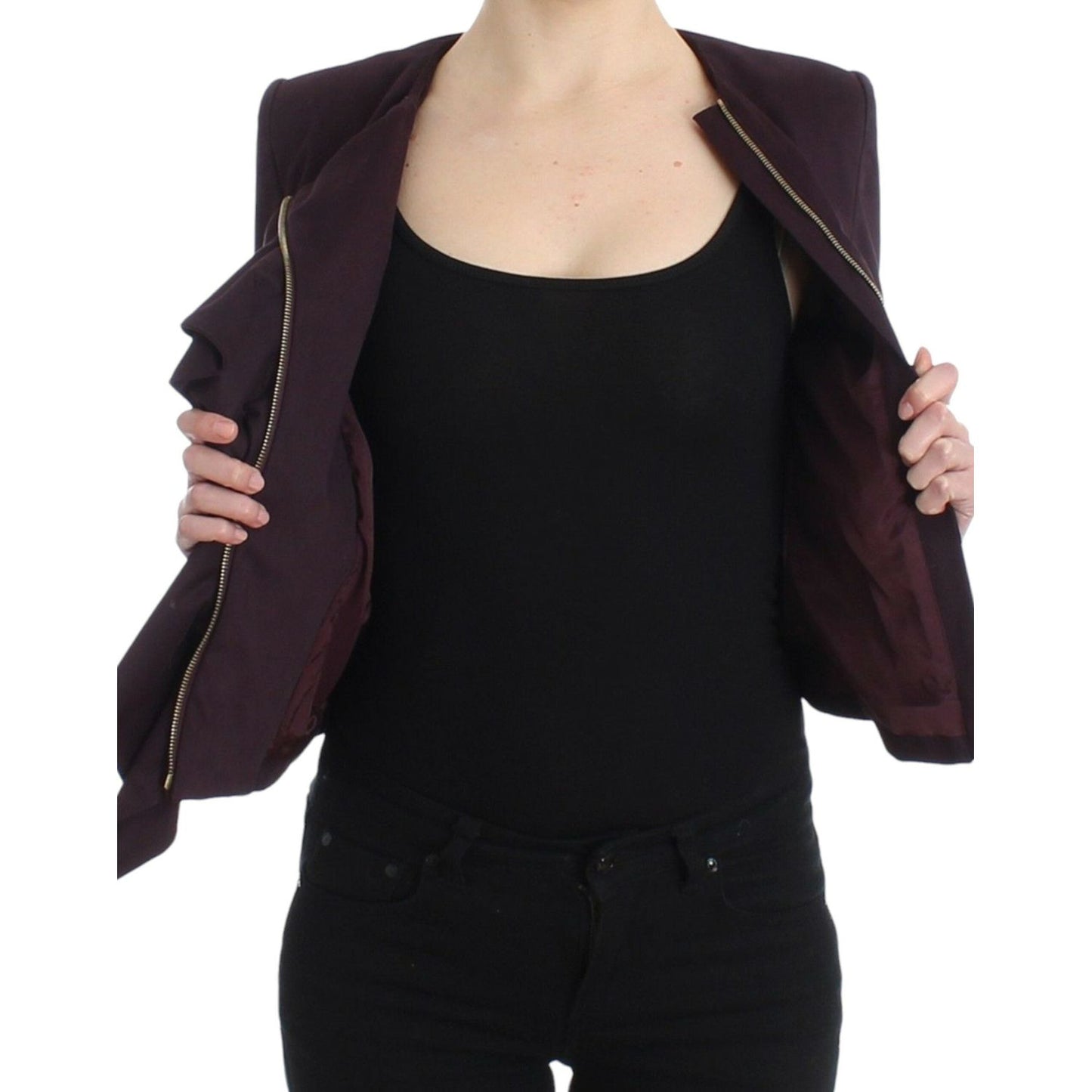 GF Ferre Elegant Purple Cotton Blend Blazer Coats & Jackets GF Ferre