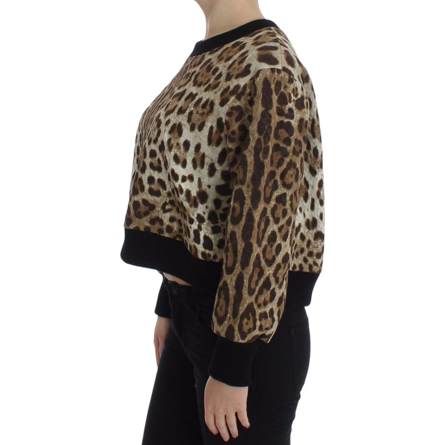 Dolce & Gabbana Leopard Print Crewneck Short Sweater Dolce & Gabbana