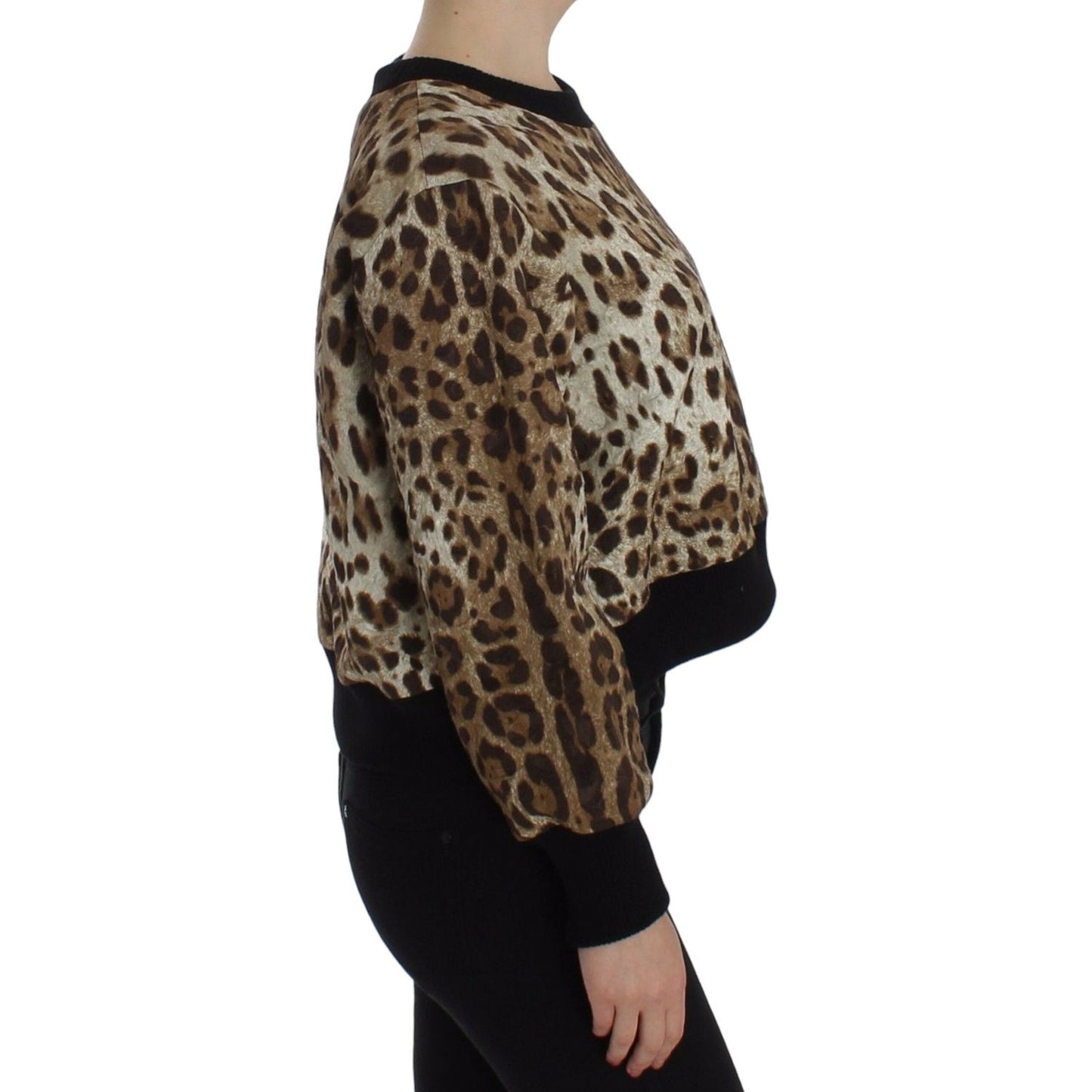 Dolce & Gabbana Elegant Leopard Print Short Sweater Top Dolce & Gabbana