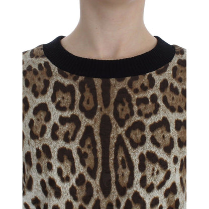 Dolce & Gabbana Leopard Print Crewneck Short Sweater Dolce & Gabbana