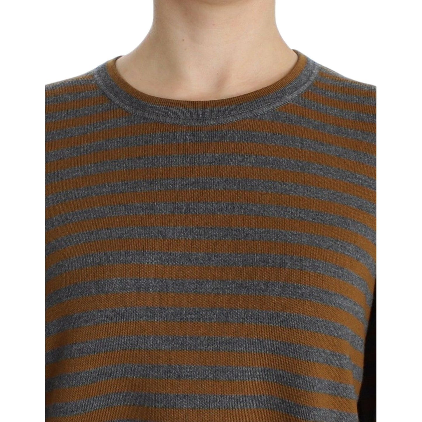 Dolce & Gabbana Yellow & Gray Striped Oversized Sweater Dolce & Gabbana