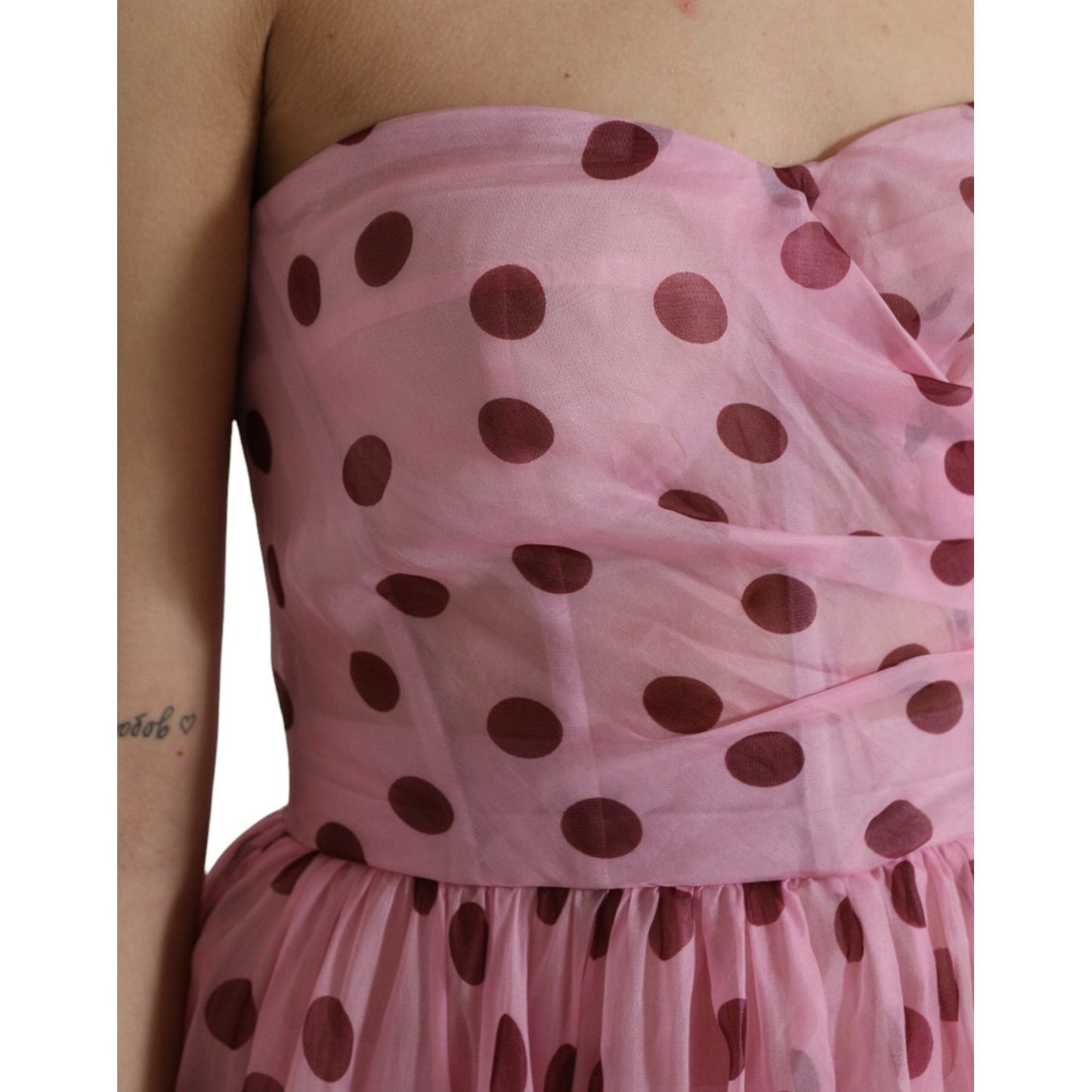 Dolce & Gabbana Chic A-Line Strapless Silk Dress in Pink Dolce & Gabbana