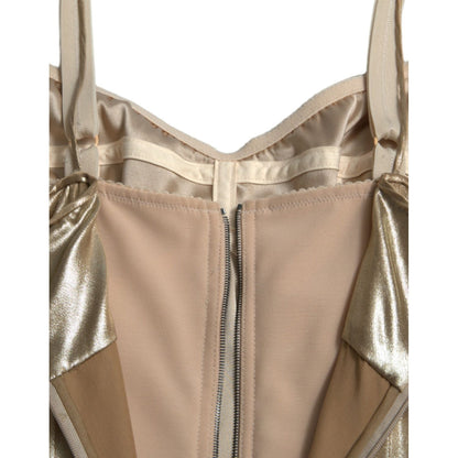 Dolce & Gabbana Metallic Gold Crystal Embellished Gown Dress